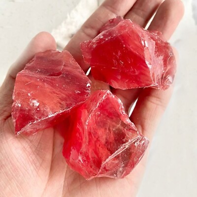 #ad Raw Rough Cherry Quartz Crystal Stone Large Chunks Healing Mineral Rocks Gifts $8.50
