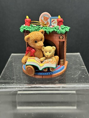 #ad 2004 Merry Brite Christmas ornament Bears reading by fire place No Box $5.99