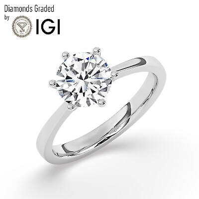 #ad IGI 1.00 CT Solitaire Lab Grown Round Diamond Engagement Ring18K White Gold $1223.60
