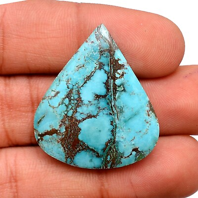 #ad Natural Turquoise Pendant Size Smooth Pear Cabochon Loose Gemstone 43mmx24mm $28.69