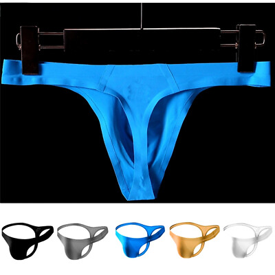 #ad Ultra thin Seamless Thong Men G Strings and Thongs Men Pouch Ice Silk Underwear $7.89