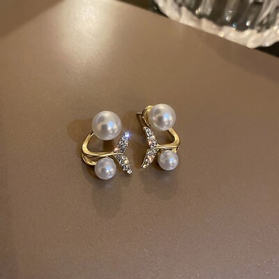 #ad Fishtail White Pearl Stud Earrings for WomenPearl EarringsFishtail Earrings $10.99