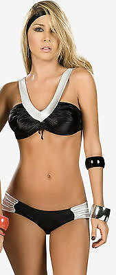 #ad 2050 Black Silver Bathing Swim suit Bikini Dance Club Wear Lingerie S M L XL $19.99
