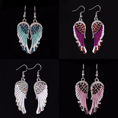 #ad Angel Wing Dangle Earrings Crystal Rhinestone Fashion Bridal Party Jewelry New $2.69