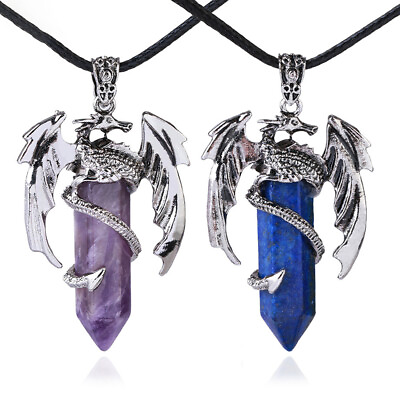 #ad Natural Dragon Hexagon Healing Reiki Crystal Quartz Stone Pendant Necklace Gifts $3.79