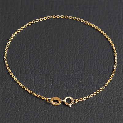 #ad Pure 18K Yellow Gold Chain Women Lucky Thin O Link Bracelet 5.9 7inch $47.65