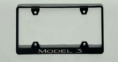 #ad Tesla MODEL 3 Black License Plate Frame Laser Engraved Metal Custom $35.00