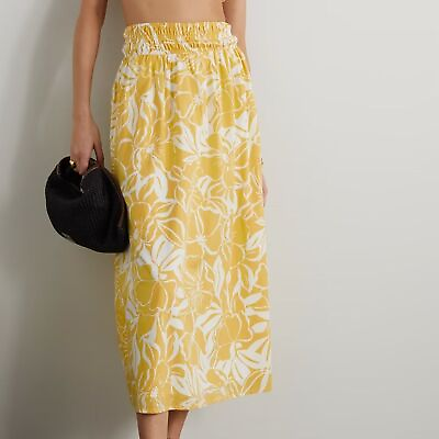#ad NWT Faithfull the Brand Yellow Floral Kiera Midi Skirt 6 $75.00