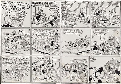 #ad 1948 WALT DISNEY DONALD DUCK ORIGINAL COMIC PAGE SUNDAY NEWSPAPER PRODUCTION ART $349.99