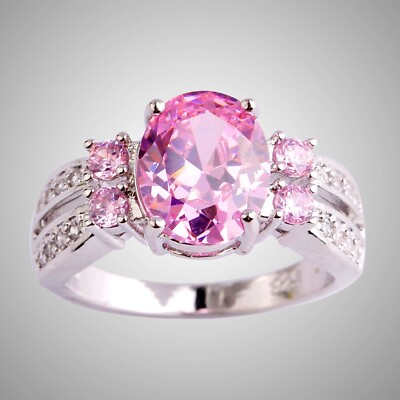 #ad pink and white topaz silver925 ring $23.00