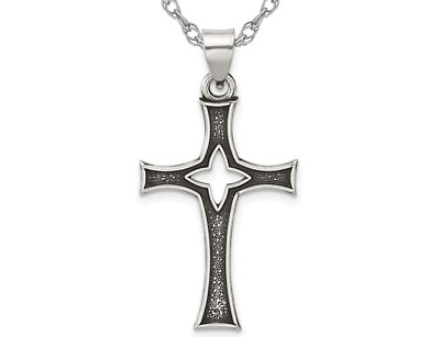 #ad Sterling Silver Antiqued Cross Pendant Necklace with Chain $89.95