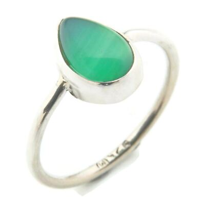 #ad 925 Silver Solid Sterling Green Onyx Ring Fine Women Rings Handmade Jewelry $12.40