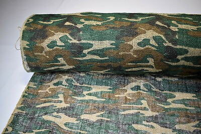 Camouflage Burlap Jute Fabric 48quot;W Woodlands Camo By The Yard Premium Natural $7.95