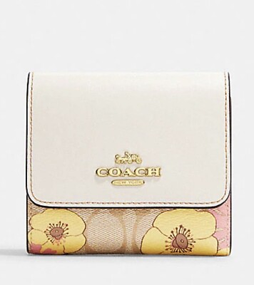 #ad 🌻Coach CH719 Small Trifold Wallet In Signature Canvas With Floral Cluster Print $99.00