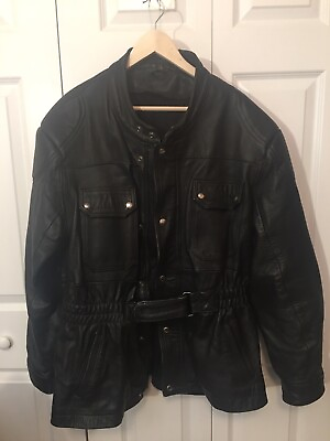 #ad Vintage Heavy Black Leather Men’s Sz 54 Motorcycle Jacket $372.50