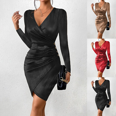 #ad Womens Sexy Split Bodycon Mini Dress Lady Party Cocktail Ball Gown Evening Dress $31.49