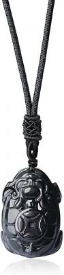 #ad Men Women Amulet Stone Jewelry Turtle Obsidian Pendant Necklaces Unisex Jewelry $55.15