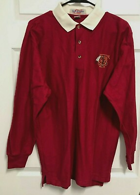 #ad FLORIDA STATE SEMINOLES Logo Men Garnet Long Sleeve Cotton Polo Shirt M Spike $9.99
