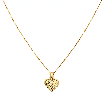 #ad 14K Heart with Cable Chain Necklace Gold Heart 18 Inches $188.00