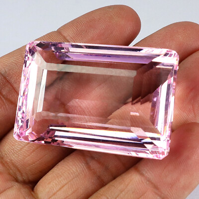 #ad Top Luster 218 Ct Pink Kunzite Emerald Cut Gemstone 45 mm Jewel $20.99
