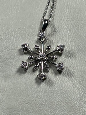 #ad SAI KRISHA OF INDIA 925 STERLING SILVER CZ SNOWFLAKE NECKLACE 18quot; HOLIDAYS 2999 $24.12