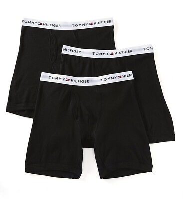 #ad Tommy Hilfiger 3 Pack Underwear Cotton Classic Boxer Brief Black NEW $34.49