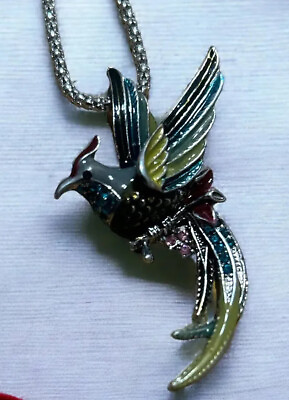 #ad Betsey Johnson Colorful Enamel Bird Necklace Brooch $18.99