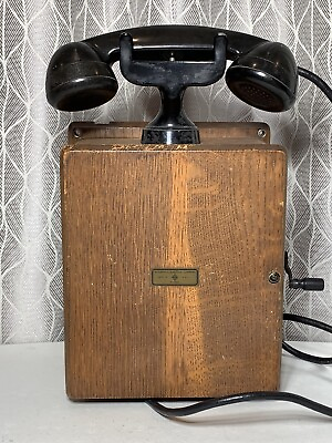 #ad Vintage Automatic Electric Co Monophone Telephone w Wood Oak Ringer Box $249.99