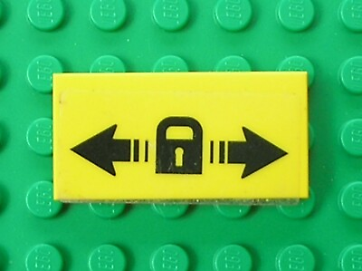 #ad LEGO Yellow Tile 2x4 Black Arrows Lock Sticker Ref 87079pb063 Set 3368 EUR 1.99