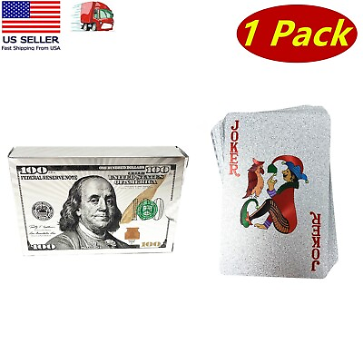 #ad 1 Standard Deck of Silver Foil Plastic Poker Cards Waterproof Playing Cards $7.99