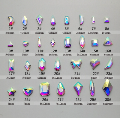 #ad 100pcs Small Shape Crystal Clear AB Czech Crystal Rhinestone Flatback Nail Art $4.49