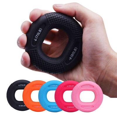 #ad Silicone Adjustable Hand Grip 20 80LB Gripping Ring Finger Forearm Trainer $9.40