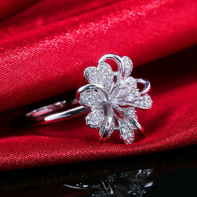 #ad 14k White Gold Floral Engagement Anniversary Fancy Ring 1.75 Ct Cubic Zirconia $247.99