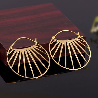 #ad 18k Gold Plated Wedding Hoop Earrings 925 Sterling Silver Handmade Earrings C $66.95