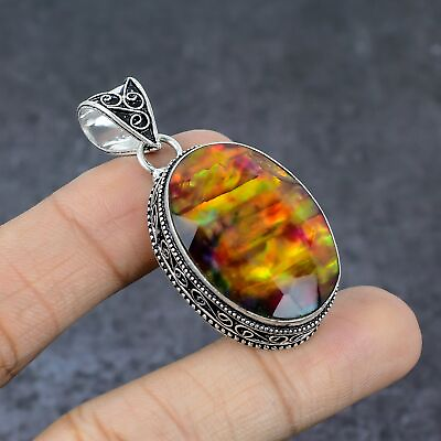 #ad Ammolite Gemstone Handmade 925 Sterling Silver Gift Jewelry Pendant 2quot; Gifts h62 $14.99