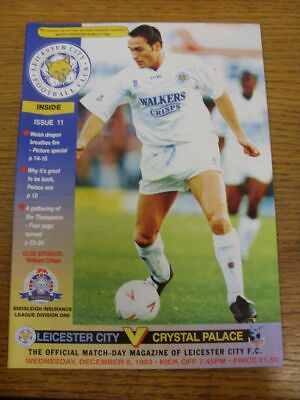 #ad 08 12 1993 Leicester City v Crystal Palace . FREE POSTAGE UK ONLY . GBP 3.99