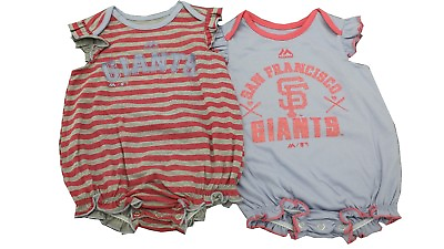 #ad MLB San Francisco Giants Girls Majestic Infant 2 Piece Creeper Bodysuit Set New $14.99