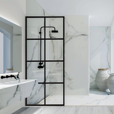 #ad French Style Grid Pattern Glass Shower Screen 3 8quot; Thick Clear Tempered Glass $444.59