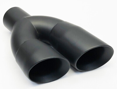 #ad Exhaust Tip 2.25 Inlet 3.00 Outlet 9.50 long Dual Double Wall Matte Black 304 $69.99