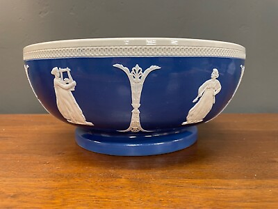 #ad Dudson Brothers Hanley 10quot; Blue White Glazed Neoclassical Jasperware Style Bowl $99.00