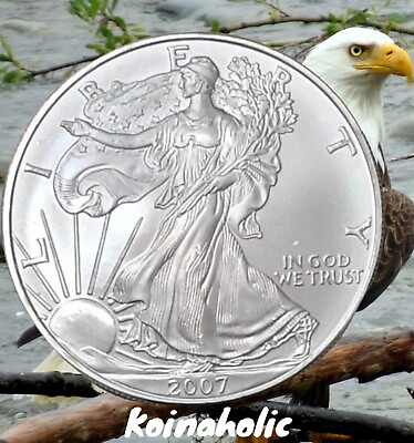 #ad 2007 $1 Silver American Eagle Brilliant Uncirculated Better Back Date Free Ship $41.95