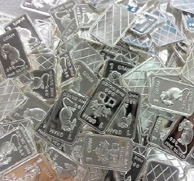 #ad ONE .999 Fine Pure Silver Bar 1 Gram Total Weight Assorted Designs Random Pick $5.95