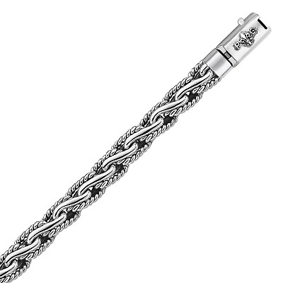 #ad Men#x27;s Size 8.5 Oxidized Cable Designed Chain Bracelet Genuine Sterling Silver $400.00