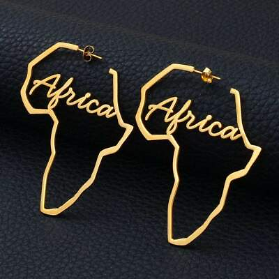 #ad Africa hoop earring africa map hoop earrings african earring hoops nigerian $18.99