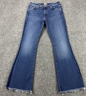 #ad Mother Jeans The Weekend Fray 30x28 Home Movies Blue Flare Raw Hem Boho Designer $79.99