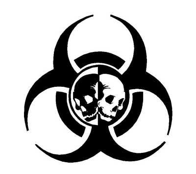 #ad Zombie Outbreak Decal Biohazard Symbol Vinyl Sticker Yin Yang Skulls Helmet $5.99