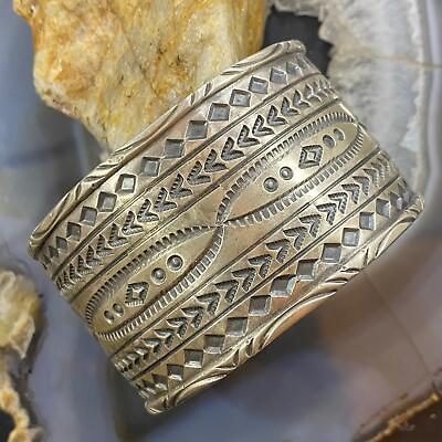 #ad Tawney Cruz Willie Native American Sterling Wide Stamped Bracelet For Women #1 $750.00