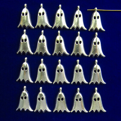 #ad 20Pcs 19x13x2mm Tibetan Silver Halloween Ghost Pendant Bead L0119204 $12.47