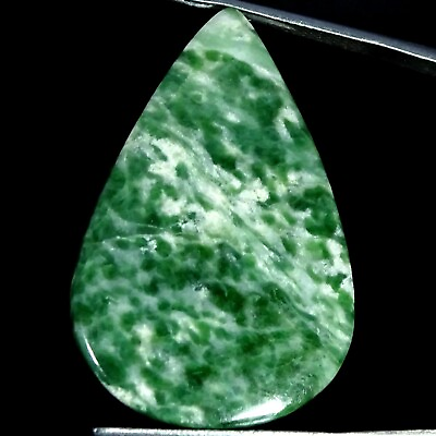 #ad 31.50 Cts African Green Dot Jade Loose Gemstone Pear Cabochon Natural 24X36X4MM $6.43