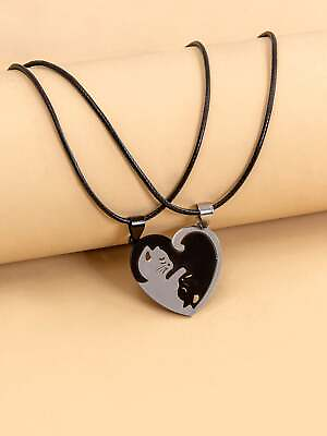 #ad 2pcs Cute Hug Cat Charm Necklace for Couples Friendship Necklace Creative $5.32